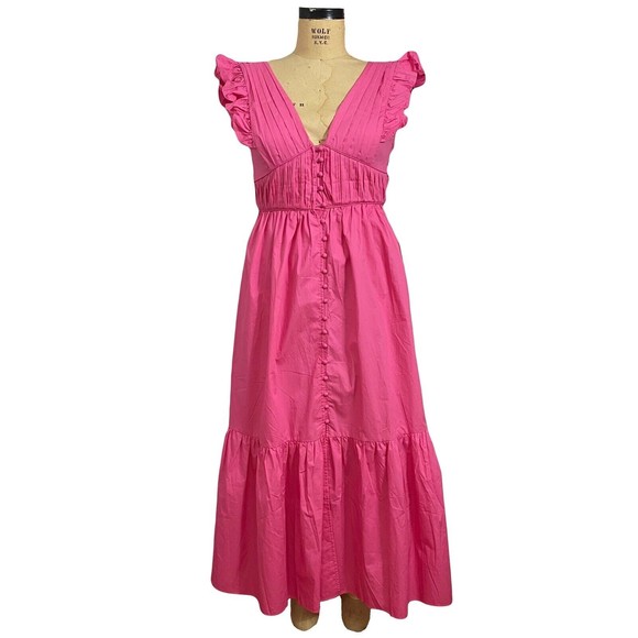O.P.T Dresses & Skirts - O.P.T one pretty time x revolve women's pink poplin midi ruffle dress NWT sz XS